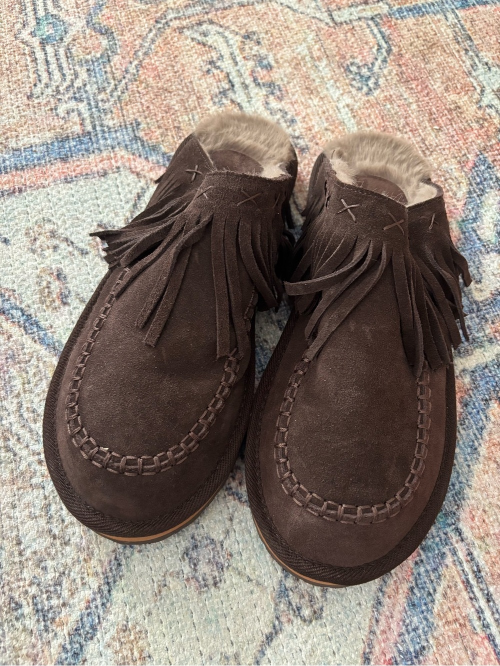 Free People Brown Suede Fringe Moccasins